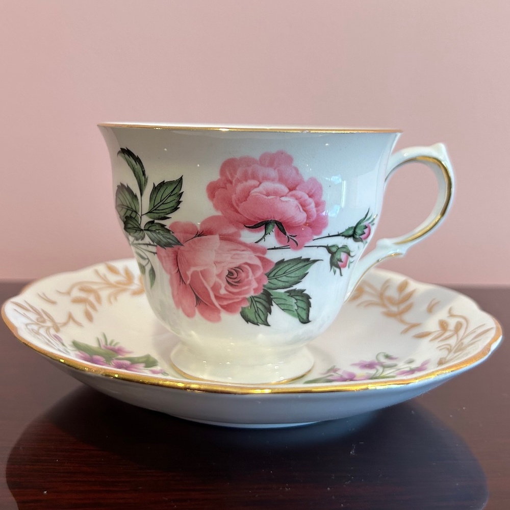 Queen Anne Porcelain Cup and Saucer Mismatched